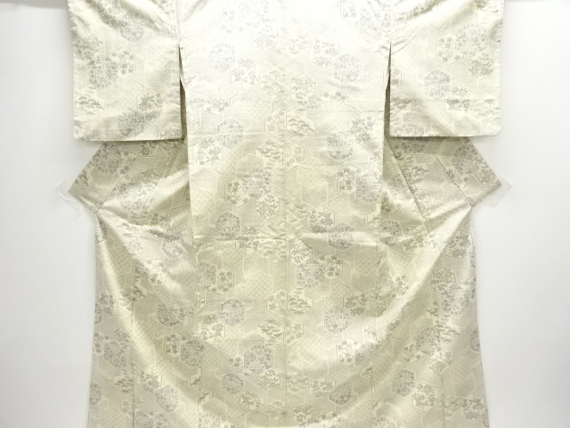 JAPANESE KIMONO / TSUMUGI / WOVEN FLORAL PLANTS